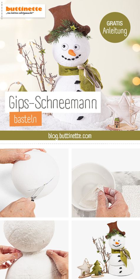 Wie wäre es dieses Jahr an Weihnachten mit einem Schneemann aus Gips? ⛄ Kostenlose Bastelanleitung herunterladen und schon kann es losgehen! 😉  #weihnachtsdeko #schneemann #snowman #basteln #gips #gipsen #anleitung #diy #buttinette Diy Schneemann, Advent, Pop Up, For Sale, Quick Saves