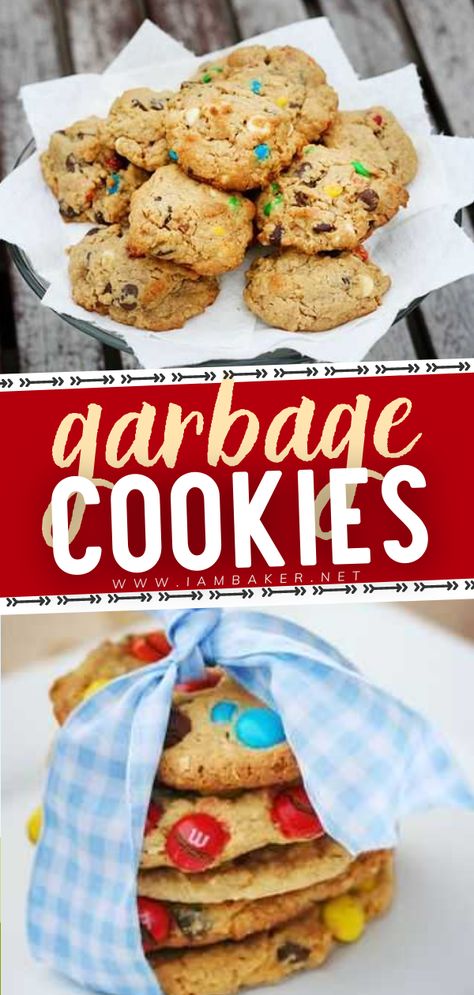 Garbage Can Cookies, Garbage Cookies Recipes, Trash Can Cookies Recipe, Garbage Cookies, Compost Cookies Recipe, Basic Oatmeal, Everything Cookies, Compost Cookies, Cookies Monster