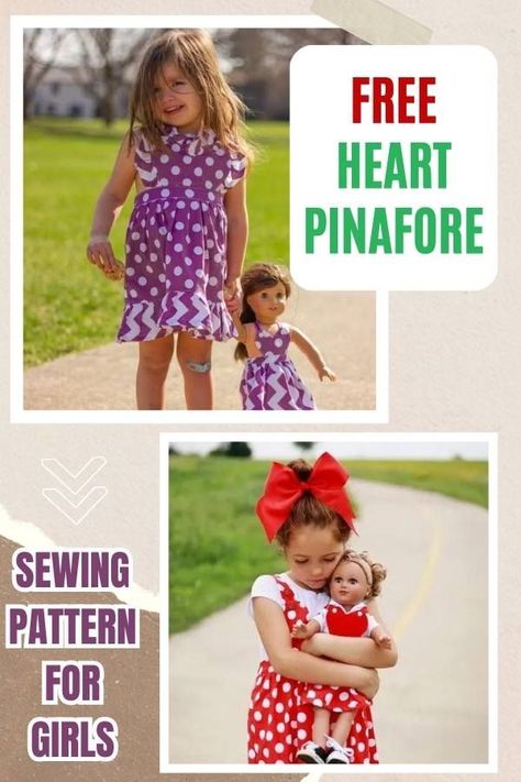 Are you looking for the perfect Valentine’s Day dress for your daughter? Look no further, this pinafore with a heart-shaped bib is perfect for the occasion. This is a simple sewing project, and a quick sew to have ready right before Valentine’s Day. The heart pinafore fastens by straps with buttons so it is very ... Pinafore Sewing Pattern, Quick Sew, Free Pattern Download, Girls Dress Sewing Patterns, Bib Pattern, Simple Sewing, Sewing Patterns For Kids, Clothes Sewing Patterns, Modern Kids