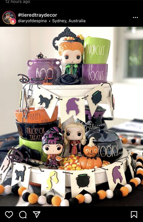 Hocus Pocus Tiered Tray, Hocus Pocus Decorations, Best Halloween Movies, Tier Trays, Tray Ideas, Halloween Kitchen, Disney Home Decor, Fall Inspiration, Halloween Diy Crafts