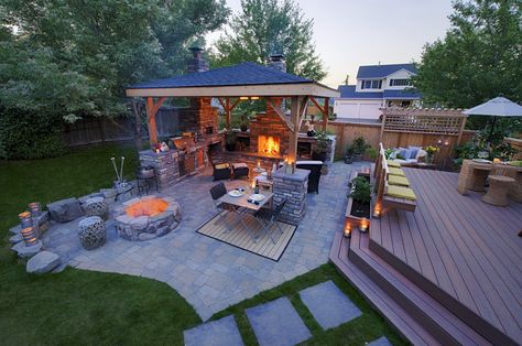 Outdoor Patio Ideas Backyards, Covered Patio Design, Patio Deck Designs, Outdoor Patio Designs, Deck Designs Backyard, Backyard Pavilion, Backyard Kitchen, Backyard Remodel, Decks Backyard