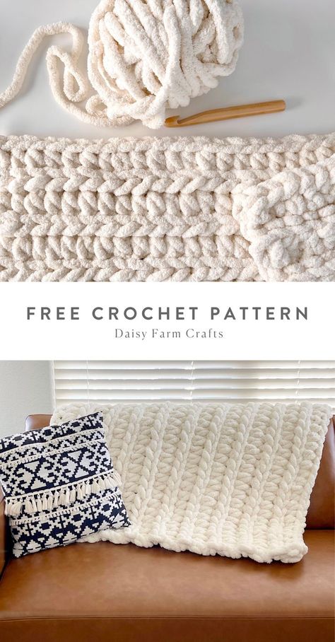 Chunky Yarn Crochet Pattern, Chunky Crochet Throw, Quick Crochet Blanket, Chunky Blanket Pattern, Chunky Yarn Blanket, Chunky Yarn Crochet, Chunky Crochet Blanket Pattern, Crochet Blanket Tutorial, Crochet Throw Pattern