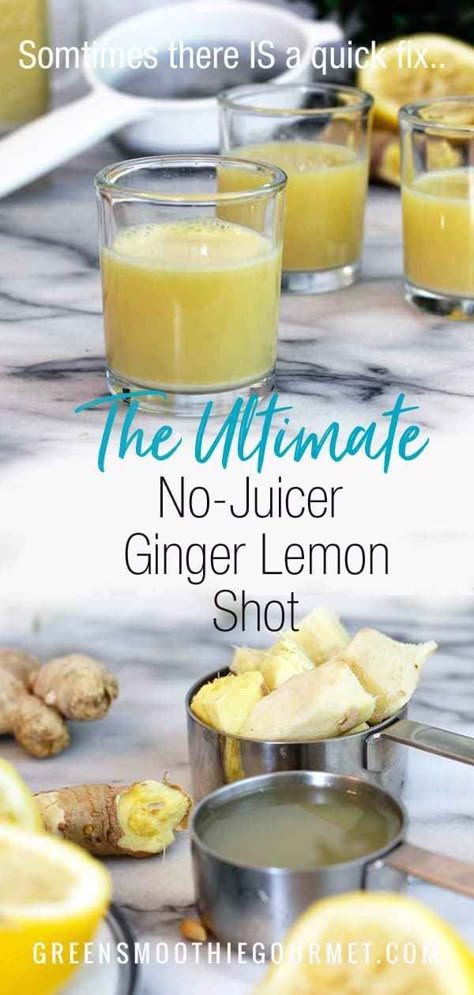 Ginger Shot Recipe, Lemon Shots, Ginger Shots, Ginger Detox, Blender Smoothie, Ginger Shot, Detox Juice Recipes, Natural Detox Drinks, Lemon Drink