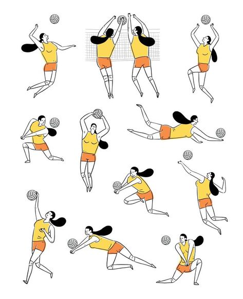 line art woman playing volleyball in various action Volleyball Drawing, Playing Volleyball, Line Art Woman, Beautiful Love Pictures, Female Art, Volleyball, Line Art, Vector Art, Vector Free