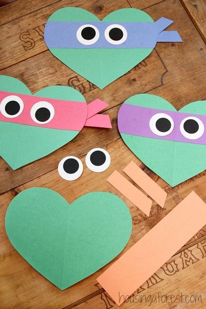 Ninja Turtle Crafts, Turtle Craft, Valentines Day Crafts, Turtle Crafts, February Crafts, Easy Valentine Crafts, Valentine's Day Crafts For Kids, Preschool Valentines, Valentine Crafts For Kids