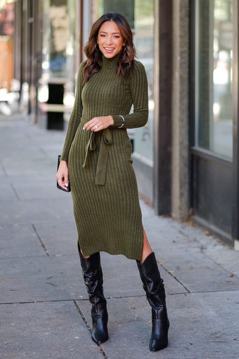 Ribbed Midi Dress Outfit, Midi Sweater Dress Outfit, Ribbed Dress Outfit, Sweater Dress Outfit Fall, 10 Winter Outfits, Midi Dress Winter, Midi Dress Outfit, Midi Sweater Dress, Sweater Dress Outfit