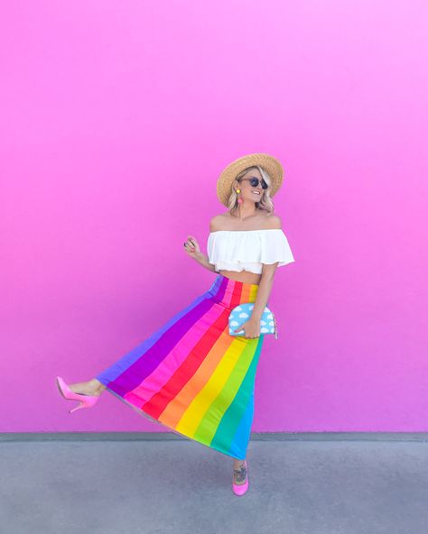 Rainbow Skirt, Anak Manja, Studio Diy, Rainbow Outfit, Rainbow Fashion, Pride Outfit, Skirt Maxi, Gay Pride, A Rainbow