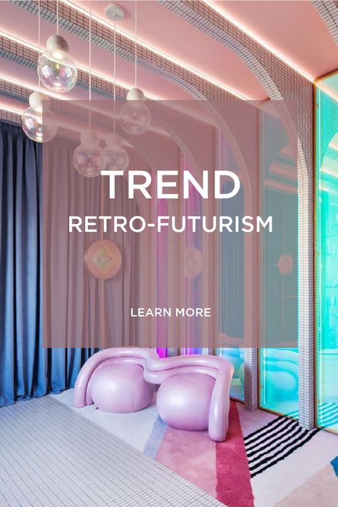 retro-futurism in interior design Futuristic Style Interior Design, Interior Design 2025, Retro Future Aesthetic, Retro Futurism Interior Design, Futurism Interior Design, Futuristic Moodboard, Futuristic Club, Retro Futuristic Aesthetic, Retro Futurism Design