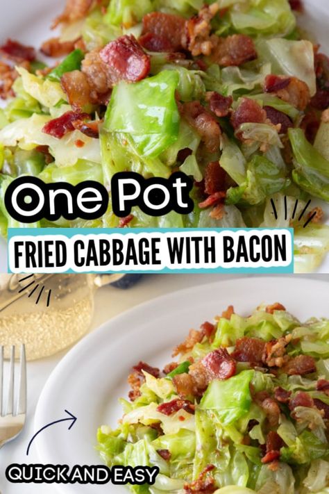 Bacon Thanksgiving Recipes, Fried Cabbage With Bacon, Thanksgiving Recipes Side Dishes Veggies, Easy Cabbage Recipes, Cabbage With Bacon, Creamed Cabbage, Fried Cabbage Recipes, Bacon Fried Cabbage, Baked Cabbage