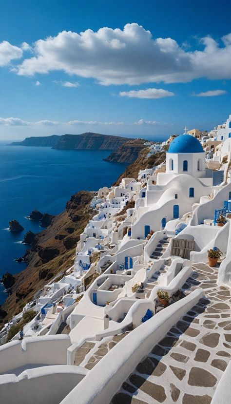 Lindos Greece Aesthetic, Greece In January, Blue Domes Santorini, Greece Summer Vacation, Santorini Greece Villa, Santorini Greece Pictures, Greece Town Aesthetic, Greece Travel Photos, Travel Greece Aesthetic