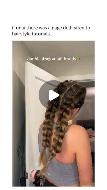 Hair Inspire Hub 💇🏻‍♀️✨❤️ on Instagram: "Double drugon tail braids 🤩❤️✨ #hair #hairstyle #hairinspo #hairideas #hairgoals" Durch Braids Curly Hair, Dutch Braids On Curly Hair, Dragontail Braid, Double Dragon Braid, Dragon Tail Braid, Double Braid Hairstyles, Topsy Tail Braid, Dragon Braid, Double Braids