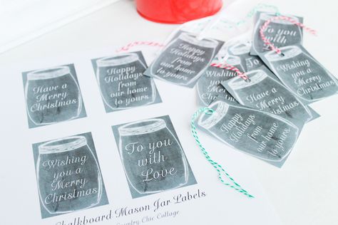 Download these free printable tags for Christmas and add them to all of your gifts! These mason jar gift tags are perfect for the holidays and wrapping up your gifts on a budget! #gifttags #masonjars #printable #freeprintable #holidays #christmas #christmastags #giftwrapping #giftwrap #giftidea #chalkboard Crafts With Jars, Mason Jar Gift Tags, Free Chalkboard Printables, Chalkboard Gift Tags, Chalkboard Mason Jars, Free Printable Christmas Gift Tags, Mason Jar Gift, Christmas Help, Recycled Jars