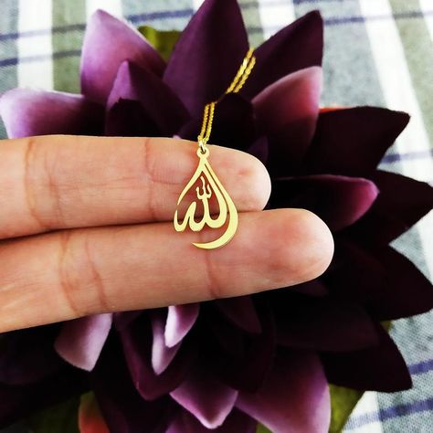 Allah pendant Tiny Dainty Allah necklace Arabic | Etsy Aada Khan, Muslim Necklace, Calligraphy Allah, Allah Necklace, Kaligrafi Allah, Allah Pendant, Locket Design, Arabic Jewelry, Islamic Jewelry