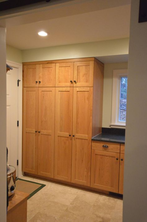 Craftsman Laundry Room, Compact Laundry Room, Compact Laundry, Utility Closet, Storage Lockers, Cleaning Items, Home Improvements, Counter Space, Cabinet Styles