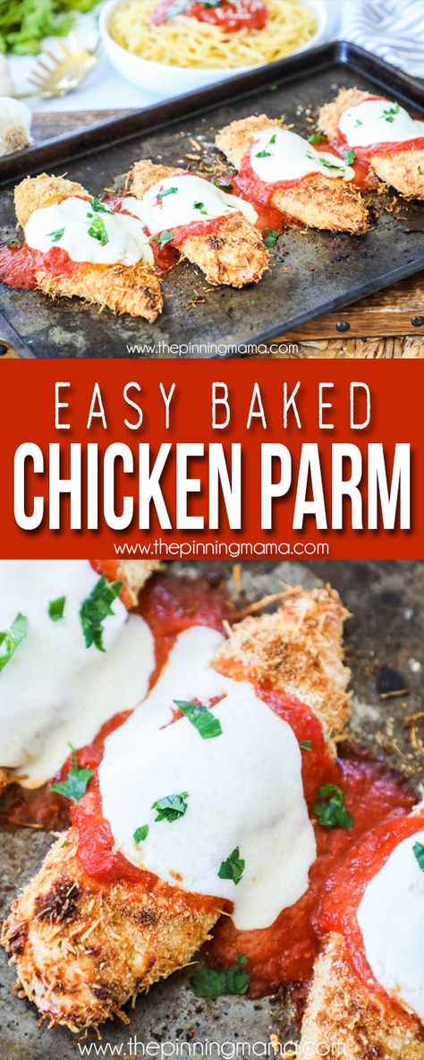 Best Baked Chicken Parmesan Recipe, Chicken Parmesan Recipe Healthy, Baked Chicken Parmesan Recipe, Baked Chicken Parm, The Best Baked Chicken, Grilled Chicken Parmesan, The Pinning Mama, Best Baked Chicken, Chicken Parmesan Recipe Easy