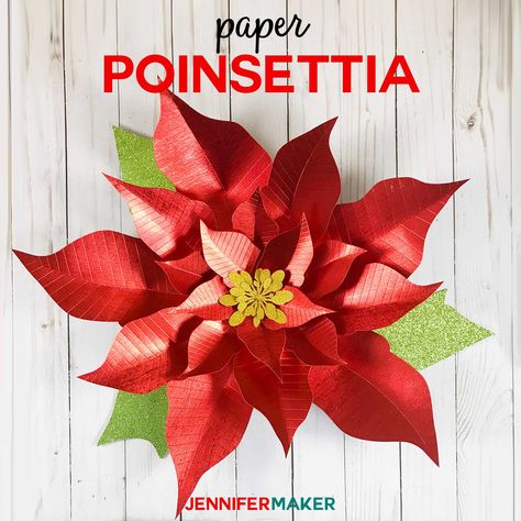 Make this larger-than-life paper poinsettia flower with my super-simple pattern and tutorial! The holidays are coming and it’s time to decorate the craft room. For Day 2 of The Great Maker Show and Tell Challenge, we are making a giant paper poinsettia flower using my simple yet realistic poinsettia pattern! I love to make paper flowers from...Read More » Poinsettia Crafts, Paper Poinsettia, Paper Flower Patterns, Tissue Flowers, Paper Crafts Ideas, Easy Paper Flowers, Paper Flower Template, Drawing Flowers, Poinsettia Flower