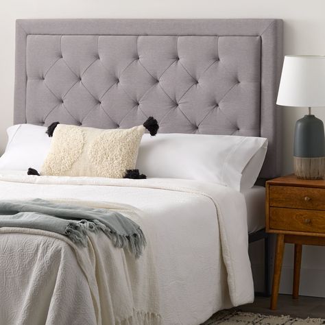 Arrives by Wed, Sep 14 Buy Rest Haven Medford Rectangle Upholstered Headboard with Diamond Tufting, King, Gray at Walmart.com Bed Trays, Turquoise Bedding, Diamond Tufted Headboard, Full Size Headboard, Diamond Tufting, Headboard Ideas, Full Headboard, Grey Headboard, King Size Headboard