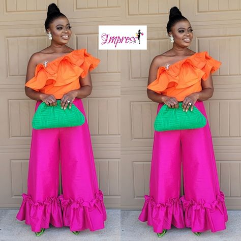 Made With Silky Tafetta Material. Very Stylish And Durable For The Wardrobe Pink And Orange Fashion, Colourful Spring Outfits, Summer Colors 2024, Pink And Orange Outfit Ideas, Pink And Orange Outfits, Orange And Pink Outfit, Pink And Orange Outfit, Neon Outfit Ideas, Fashion Designer Dresses