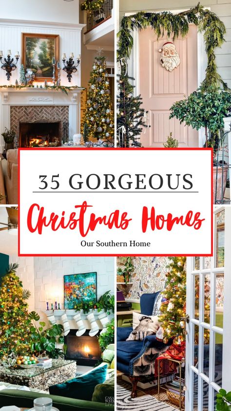 These 35 gorgeous Christmas homes are sure to warm your heart and inspire your holiday decor. There is a little something for every style. #christmas #christmashomes #christmastour Southern Christmas Decorations, Christmas Homes, Louisiana Christmas, Southern Living Christmas, Neutral Holiday Decor, Christmas House Tour, Southern Christmas, Neutral Christmas Decor, French Christmas