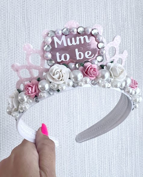 Baby Shower Props, White Flower Headband, Gifts Pink, Birthday Tiara, Mum To Be, Crown Tiara, Pearl Headband, Birthday Woman, Tiaras And Crowns