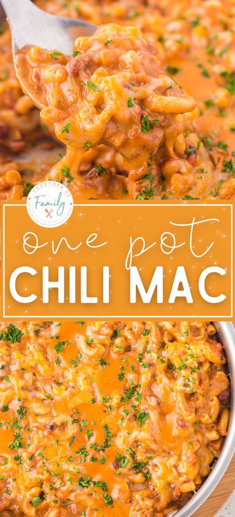 This quick and Easy Chili Mac is a 30 minute meal that's cheesy, a little spicy, and guaranteed to be a sure fire dinner winner! Convenient canned ingredients make this simple to prepare for any skill level. Loaded with two types of cheese, chunky chili, and elbow macaroni noodles that all cooks in just one pot. Recipes With Elbow Macaroni, Elbow Noodle Recipes, Recipes With Macaroni Noodles, Recipes With Elbow Noodles, Elbow Macaroni Recipes, Chunky Chili, Easy Chili Mac, Crowd Recipes, Macaroni Noodles