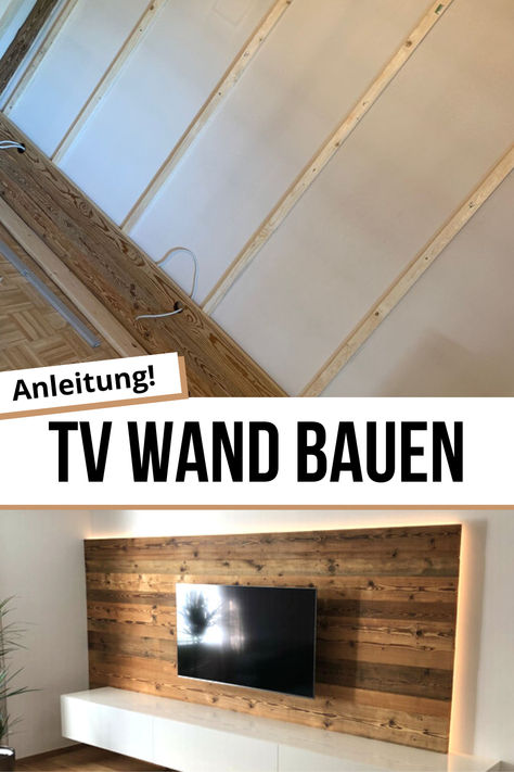 Eine TV Wand einfach selber bauen! Mit dieser DIY TV Wand Anleitung kannst du Schritt für Schritt eine TV Wand aus Altholz oder Holz Brettern selbst bauen! Die kostenlose Anleitung findest du auf timbertime.de Tv Wand, Diy Wand, Diy Tv, Empowering Women, The Rise, Sweet Home, House Styles, Tv, The World