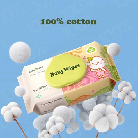 Factory Price Baby Wipes Sensitive Newborn Biodegradable Wipes Baby Wipes Packaging, Wipes Packaging Design, Wet Wipes Design, Tissue Design, Wet Wipes Packaging, Organic Baby Wipes, Water Shape, Baby Ads, Baby Products Packaging