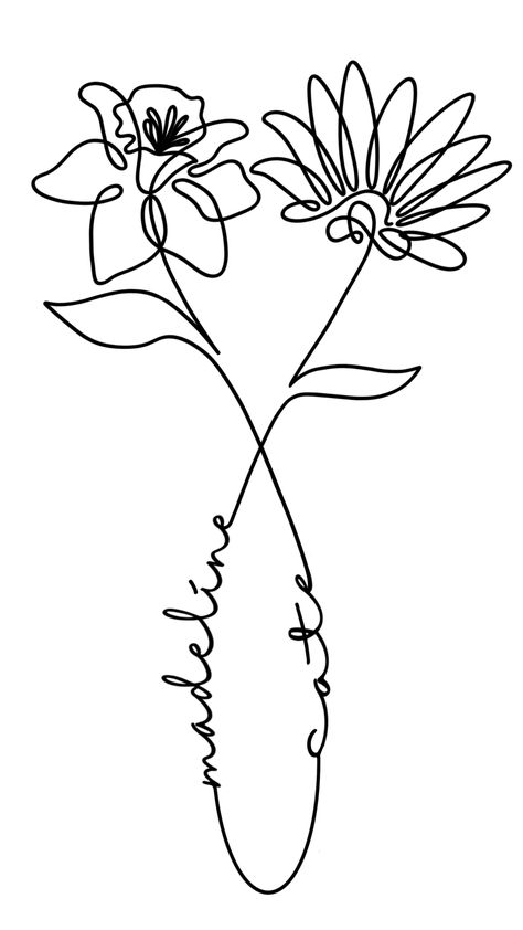 Tattoo Design Minimal, Aster Bouquet, Drawing Tattoo Design, Line Drawing Tattoos, Birth Flower Bouquet, Drawing Digital, Mom Tattoos, Minimal Tattoo, Minimal Art