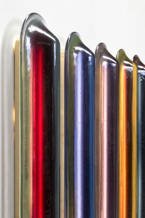 Joy, big size - R HUGHES Colored Epoxy Resin, Colored Epoxy, Vintage Wall Lights, Brass Wall Lamp, Bamboo Wall, Orange Walls, Glow Effect, Wall Lamps, Deep Colors