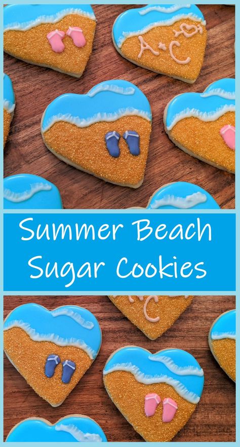 Summer Cookie Ideas Decorated, Cruise Cookies Decorated, Beach Themed Sugar Cookies, Summer Theme Sugar Cookies, Beach Cookies Royal Icing, Beach Decorated Cookies, Beach Sugar Cookies Decorated, Summer Themed Sugar Cookies, Summer Cookie Ideas