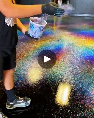 DIY glitter epoxy flooring | house, epoxy resins, flooring | I need glitter floor all over my house - stunning 🤩✨ | By TylaFacebook Diy Epoxy Floor, Glitter Floor, Epoxy Floor Designs, Epoxy Resin Flooring, Funky House, Painted Concrete Floors, Garage Floor Epoxy, Epoxy Flooring, Diy Glitter