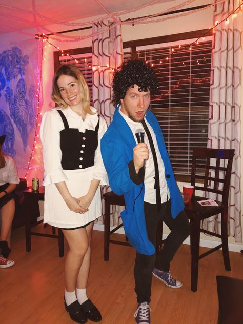 Wedding Singer Halloween Costume, Adam Sandler Party Outfits, Rob Schneider Costume, Julia Wedding Singer, Adam Sandler Couples Costume, Adam Sandler Birthday Cake, Adam Sandler Halloween Costumes Couples, The Wedding Singer Costume, Music Couples Costumes