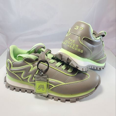 Nwt$325 Marc Jacobs The Joggers Taupe & Green "The Fluo Joggers" Sneakers Sz 37 Low-Top Paneled Grained Leather Sneakers In Taupe. Tonal Rubberized Logo Appliqu At Outer Side. Detachable Logo Keychain At Lace-Up Closure Padded Tongue And Collar Logo Embroidered At Heel Foam Rubber Midsole In Green And White Treaded Rubber Outsole Two Sets Of Alternate Laces In Green And Taupe. Supplier Color: Moon Rock Upper: Leather. Sole: Rubber. Made In Vietnam. Brand New From Saks Fifth Avenue!! Strikeout To Marc Jacobs Sneakers, Marc Jacobs Shoes, Moon Rock, Green And White, Logo Embroidered, Leather Sneakers, Womens Shoes Sneakers, Saks Fifth Avenue, Low Top