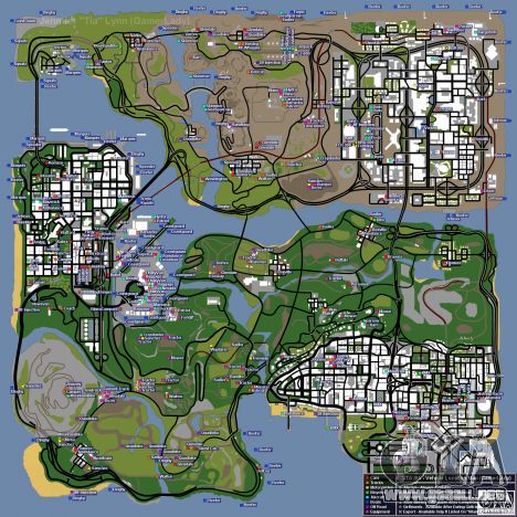 Mapa que muestra la ubicación de los vehículos en GTA San Andreas Gta Map, San Andreas Cheats, Grand Theft Auto Games, San Andreas Gta, Gta 4, Gta Sa, Vice City, Gta San Andreas, Rockstar Games