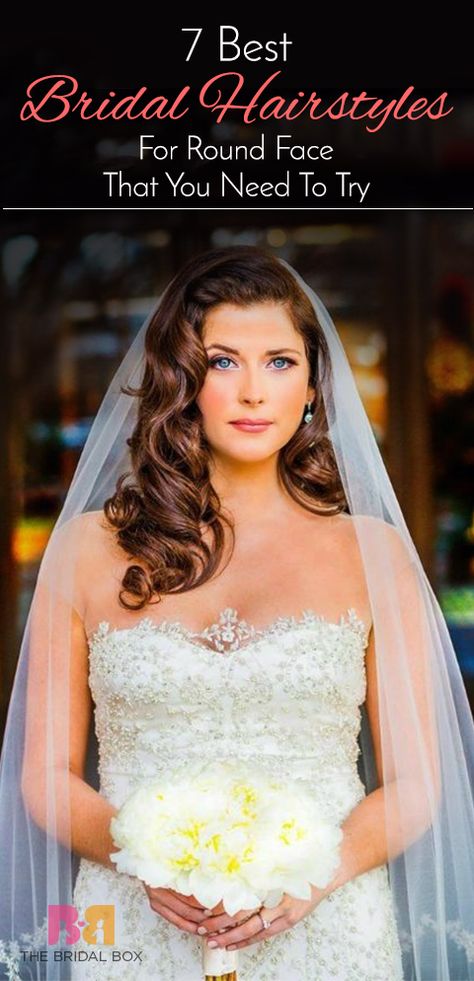 The Bridal Hairstyle For Round Face Beauties: 7 Hairdos You Need To Try Bridal Hairstyles For Round Face, Hairstyle For Round Face, Bride Hairstyles For Long Hair, Hairstyles For Round Face, Old Hollywood Hair, Bridal Hair Down, Diy Wedding Hair, Hollywood Hair, Vintage Wedding Hair