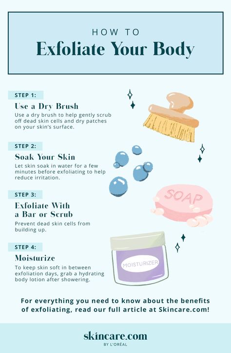 step by step guide to how to exfoliate your body Remove Skin Tags Naturally, Skin Advice, Prevent Pimples, Body Care Routine, How To Exfoliate Skin, Shower Routine, Body Exfoliator, Body Skin Care Routine, Skin Tips