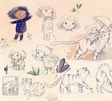 6,385 Me gusta, 62 comentarios - Lucy Fleming (@illustratelucy) en Instagram: "Character sheet 🐯- planning/designing and just being playful with sketching is definitely a habit…" Cartoon Drawings Animals, Animals Character Design, Illustrated Animals, Childrens Book Characters, Illustrated People, Silent Book, Children's Book Characters, Book Illustration Design, Cartoon Kunst