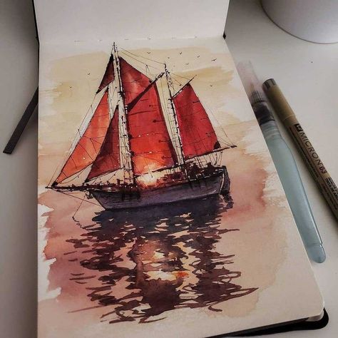 Art Quilts Inspiration, Watercolour Painting Easy, Drawing Ship, Painting Ideas 2023, Easy Acrylic Painting Ideas, Art And Painting, Acrylic Painting Ideas, Easy Acrylic Painting, 2023 Art