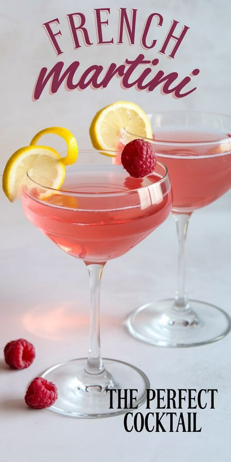 French Martini Chambord Recipe: A Must-Have for Your New Year's Eve Foods Party French Martini Chambord, French 57 Cocktail Recipe, Cocktails With Chambord, Best Martini Recipe Cocktails, Pink Martini Aesthetic, Pink Martini Recipe, New Years Martini, Best Martini Recipe, Chambord Martini