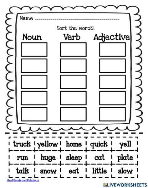 Noun Verbs Adjectives Worksheet, Verb Noun Worksheet, Nouns Adjectives And Verbs Activity, Noun Adjective Worksheet, Verb And Noun Worksheet, Verb Noun Adjective Worksheet, Noun And Adjective Worksheet, Adjectives And Nouns Worksheet, Nouns Verbs Adjectives Worksheet