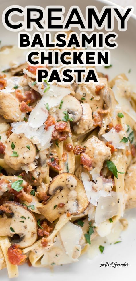 Creamy Balsamic Pasta Sauce, Balsamic Vinegar Pasta Sauce, Balsamic Sauce For Pasta, Balsamic Chicken Pasta Recipes, Basalmic Chicken Pasta, Balsamic Pasta Recipes, Balsamic Chicken And Pasta, Creamy Balsamic Pasta Salad, Pasta With Balsamic Vinegar