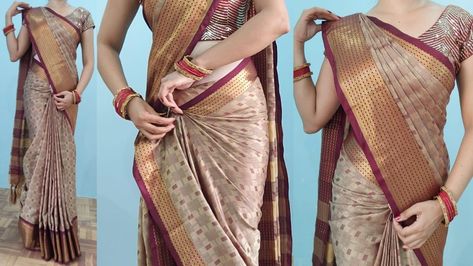 Manju dream - Cotton silk saree draping tricks for beginners step by step Sequence Saree, Saree Wearing Styles, Saree Wearing, Saree Draping Styles, Dresses Sewing, Saree Draping, Girls Dresses Sewing, Fashionable Saree Blouse Designs, Bridal Hair Buns