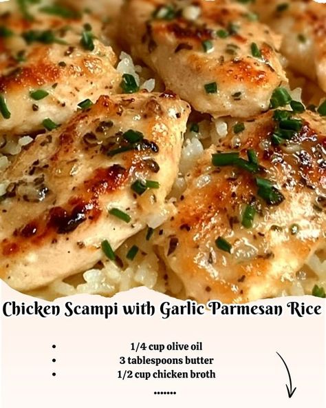 Parmesan Rice Instant Pot, Chicken Scampi With Garlic Parmesan Rice, Garlic Parmesan Rice, Parmesan Rice, Rice Instant Pot, Chicken Scampi, Boneless Skinless Chicken, Garlic Parmesan, Skinless Chicken Breast