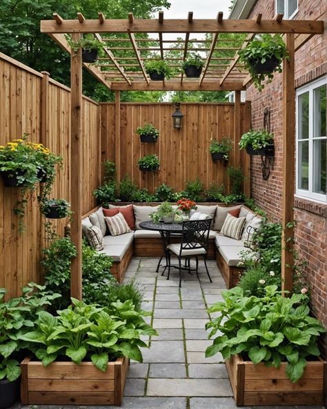 Fenced In Patio, Patio Gardens, Balcony Gardens, Small Patio Design, Small City Garden, Small Backyards, Patio Flowers, Small Courtyard Gardens, Courtyard Gardens Design