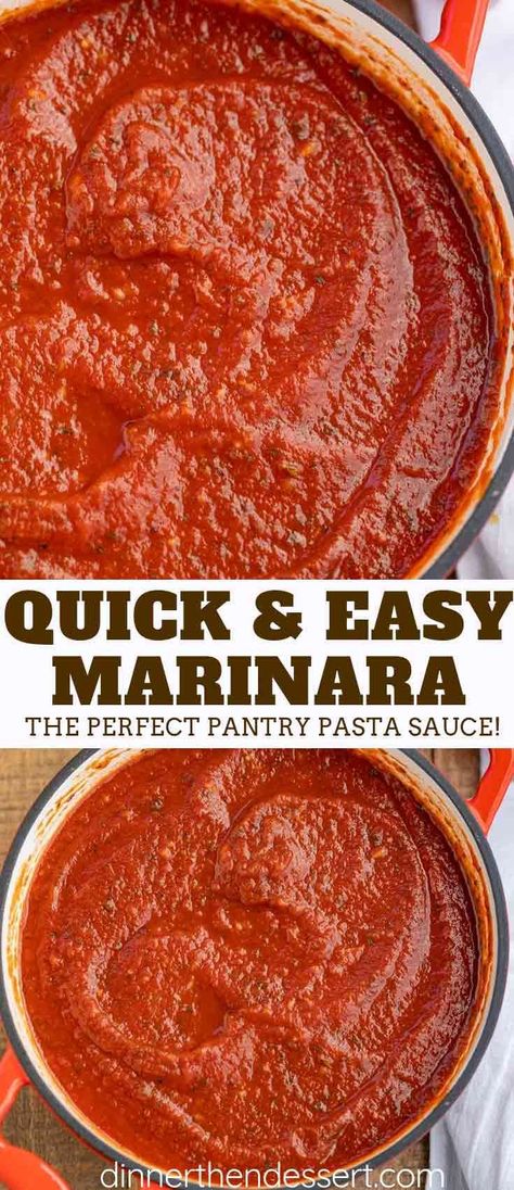 Quick and Easy Marinara Sauce, perfect for your favorite Italian meal. This homemade marinara sauce is done in as little as 15 minutes but perfect in 40. Five different add-in options for more flavors! #marinara #pasta #pastasauce #easy #weeknightmeal #italianfood #italian #dinner #dinnerthendessert Marinara Sauce From Tomato Paste, Spaghetti Dishes, Marinara Pasta, Easy Marinara Sauce, Makanan Italia, Homemade Marinara Sauce, Resep Pasta, Marinara Sauce Recipe, Pasta Sauce Homemade