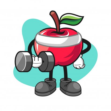 Cartoon Workout, Fitness Cartoon, Apple Character, Hipster Interior, Apple Cartoon, Fitness Vector, Presentation Ideas For School, رسم كاريكاتير, Comic Face