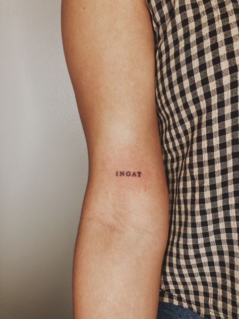 Small fine line tattoo simple minimalist word font Ingat Tagalog take care sweet Made In Philippines Tattoo, Filipino Word Tattoos, Tagalog Words Tattoo, Dainty Filipino Sun Tattoo, Tagalog Tattoo Beautiful Words, Tattoo Ideas Filipino, Philippine Tattoo Ideas, Dainty Filipino Tattoo, Philippine Inspired Tattoo