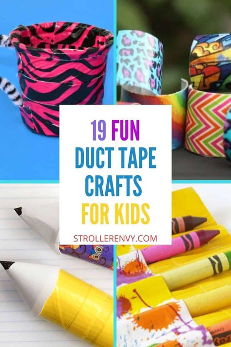 Pick up a few rolls of duct tape in fun colors and designs to make these creative DIY duct tape crafts for kids. There are so many cool ideas! Duct Tape Crafts For Kids, Duct Tape Bookmarks, Duct Tape Bags, Duct Tape Flower Pens, Duct Tape Diy, Duck Tape Projects, Diy Projects For Adults, Duct Tape Projects, Duct Tape Wallet