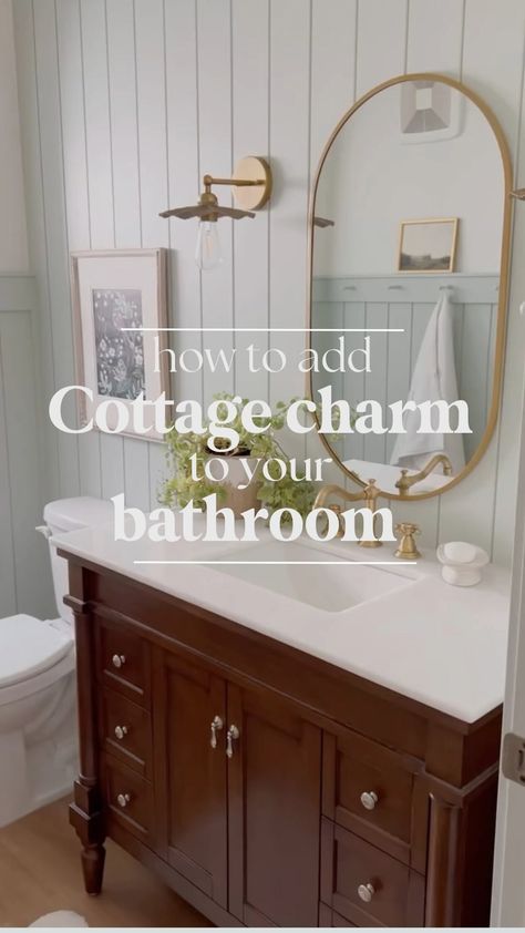 Brittany Robertson | English Country Cottage Home (@mybeautyrevival) • Instagram photos and videos British Cottage Bathroom, English Country Bathroom Cottage Style, English Bathroom Cottage, Powder Room English Cottage, English Cottage Bathroom Ideas, English Countryside Bathroom, Bev's Country Cottage Free Crochet, English Cottage Bathroom, English Country Bathroom