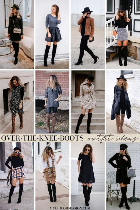 Come fall and winter, you have your pick of boot styles from a vast sea of options. From ankle boots to thigh-high boots, elevating your outfit is just a boot away. Here’s one of my favorite over the knee boots outfit to inspire your fall and winter dressing this season! #otkboots #overthekneeboots #thighhighboots #otkbootsoutfit #blacktweeddress Casual Knee Boots Outfit, Over The Need Boots Outfit, Style Over Knee Boots, Knee High Boot Winter Outfits, Winter Dress Boots Outfit, Black Dress Boots Outfit Winter, Thigh High Boots Fall Outfit, Classy Over The Knee Boots, Work Outfits With Tall Boots